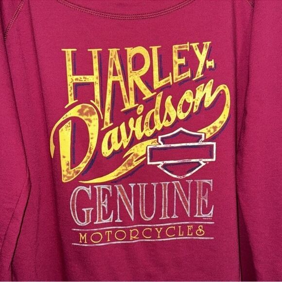 Harley Davidson XXL Burgundy Gold Blue French Terry Cloth Sweatshirt - Picture 7 of 13